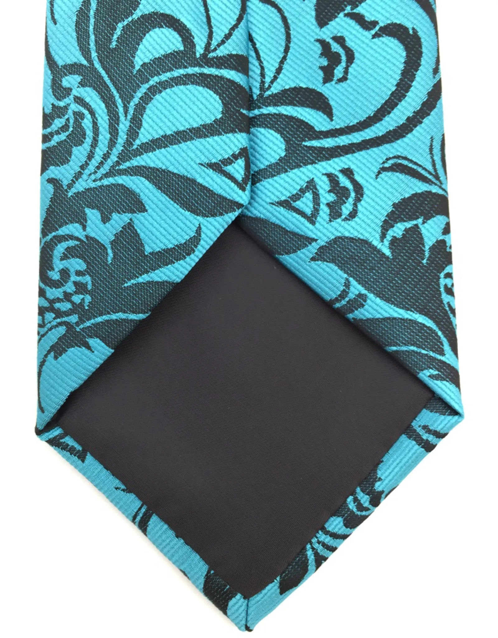 Aqua and Black Floral Necktie