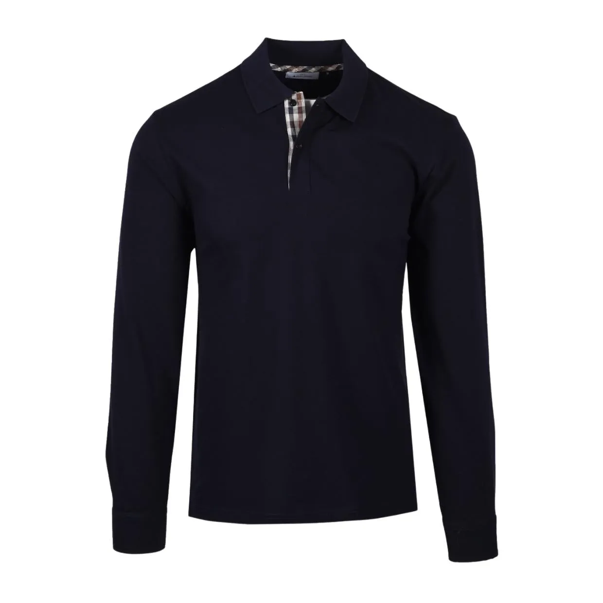 Aquascutum Active Supima Club Check Long Sleeve Polo Shirt