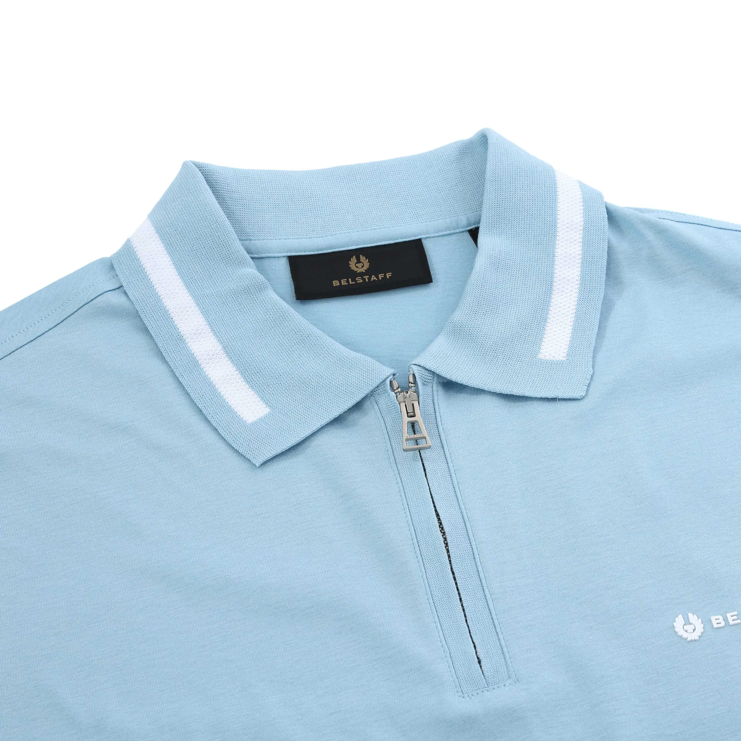 Belstaff Graph Zip Polo Shirt in Skyline Blue