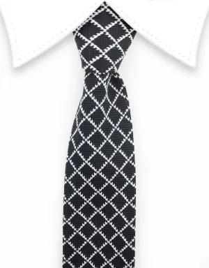 Black & White Argyle Knit Tie