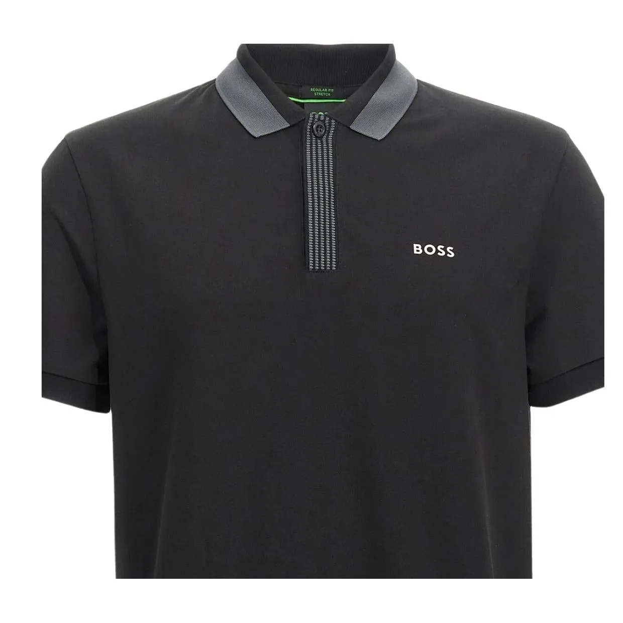 BOSS Paddy 3 Logo Print Black Polo Shirt