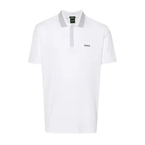 BOSS Paddy 3 Logo Print White Polo Shirt