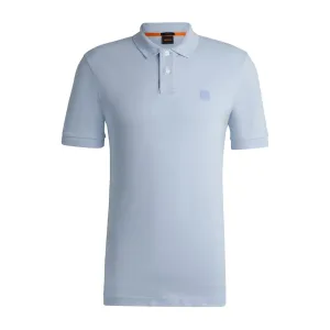 BOSS Passenger Logo Patch Light Blue Polo Shirt