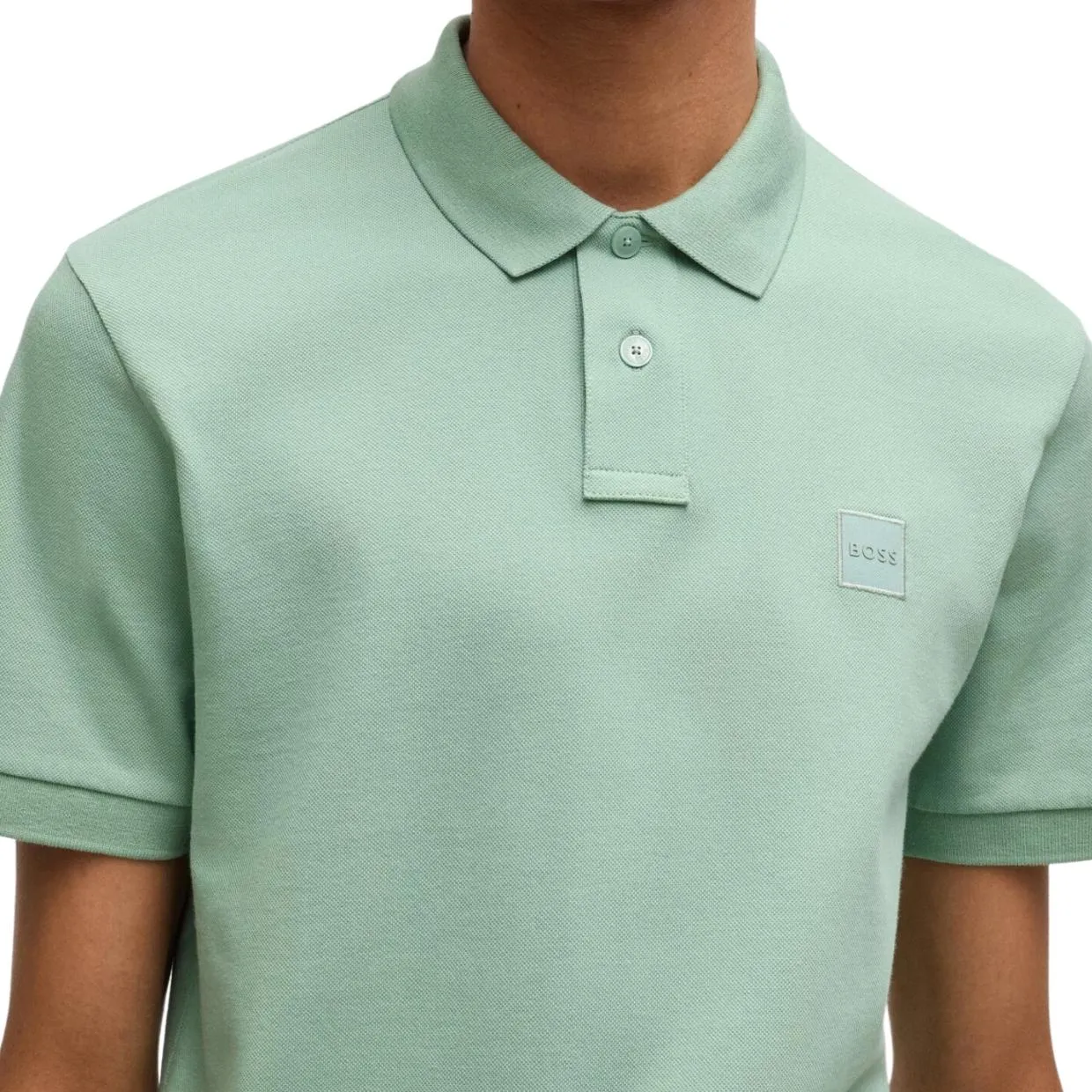 BOSS Passenger Slim Fit Logo Patch Light Green Polo Shirt