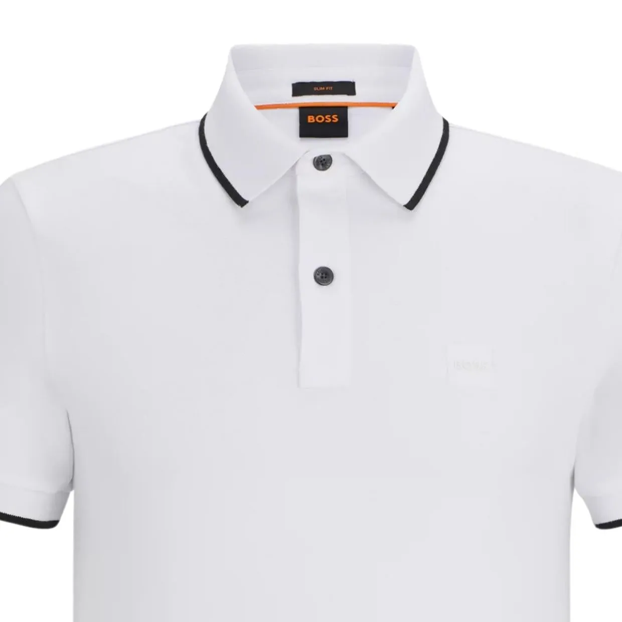 BOSS Passertip Slim Fit White Polo Shirt