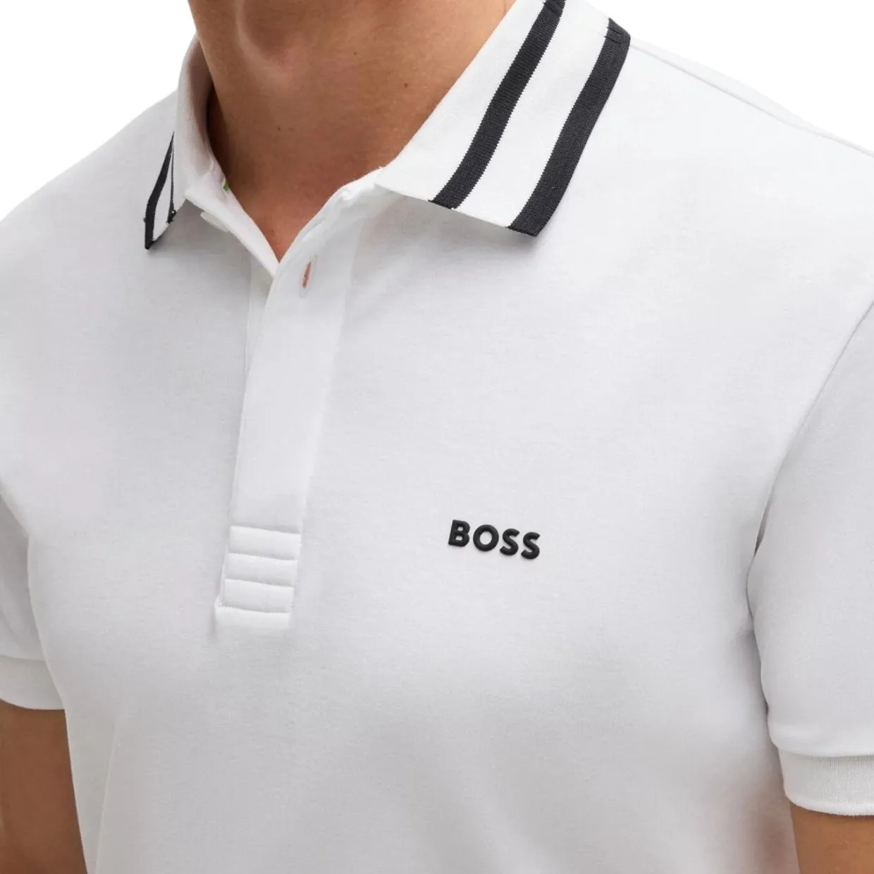 BOSS Paule Interlock Cotton White Polo Shirt