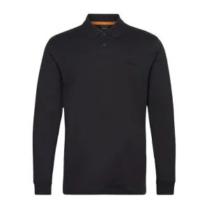 BOSS Pe Interlock Long Sleeve Black Polo Shirt