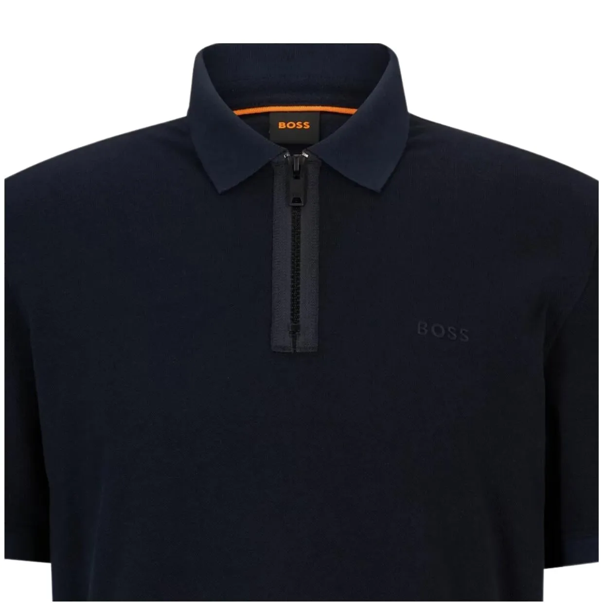 BOSS Pezip Logo Navy Polo Shirt