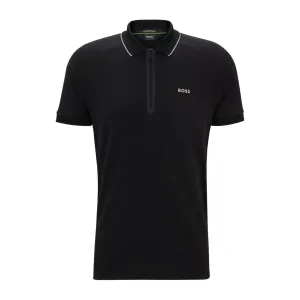 BOSS Philix Contrast Logo Black Half Zip Polo Shirt