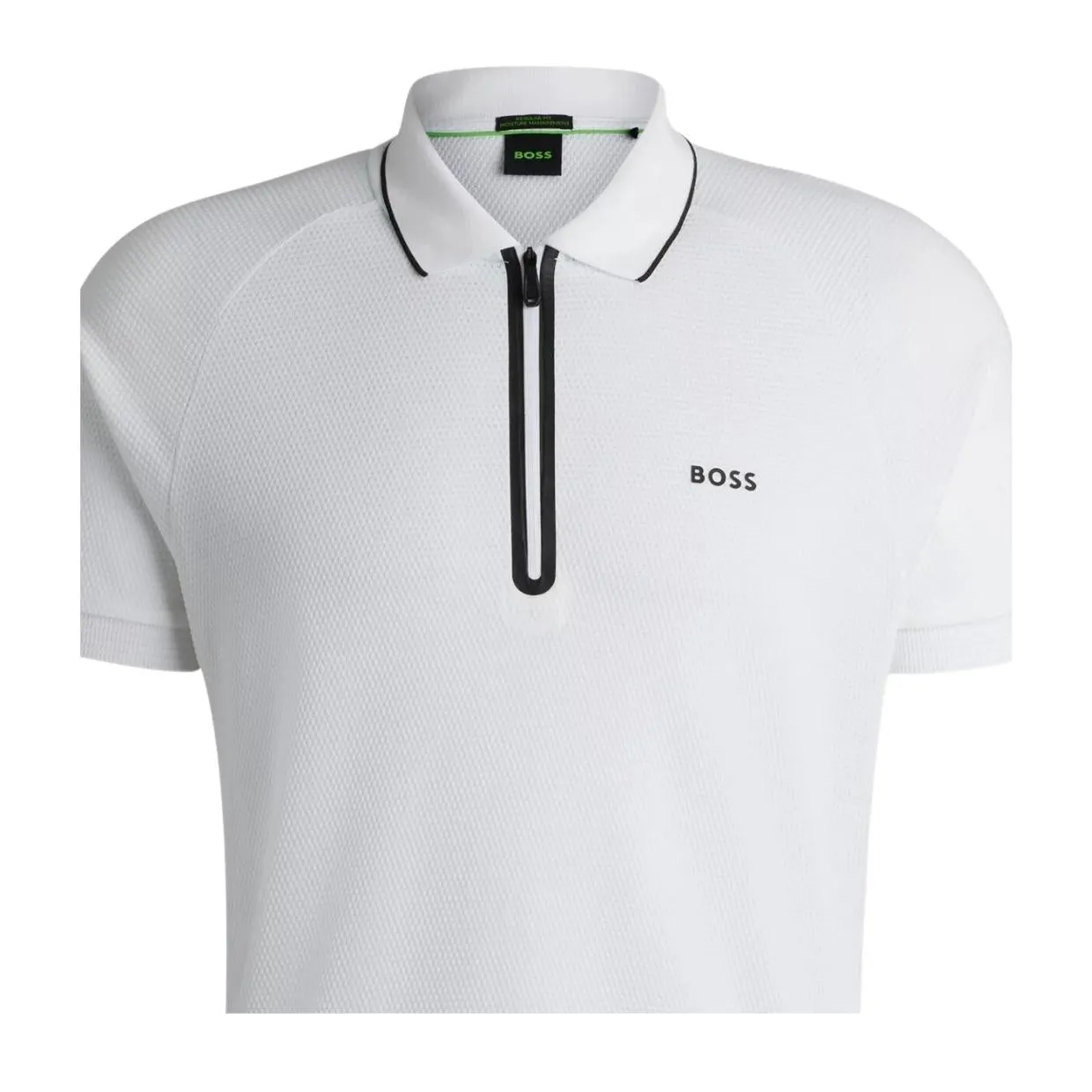 BOSS Philix Contrast Logo White Half Zip Polo Shirt