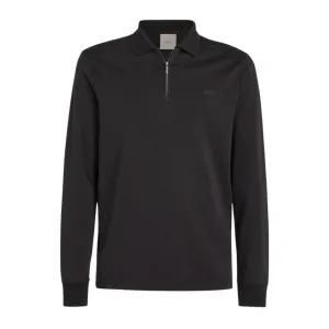 Calvin Klein Liquid Touch Welt Zip Black Polo Shirt