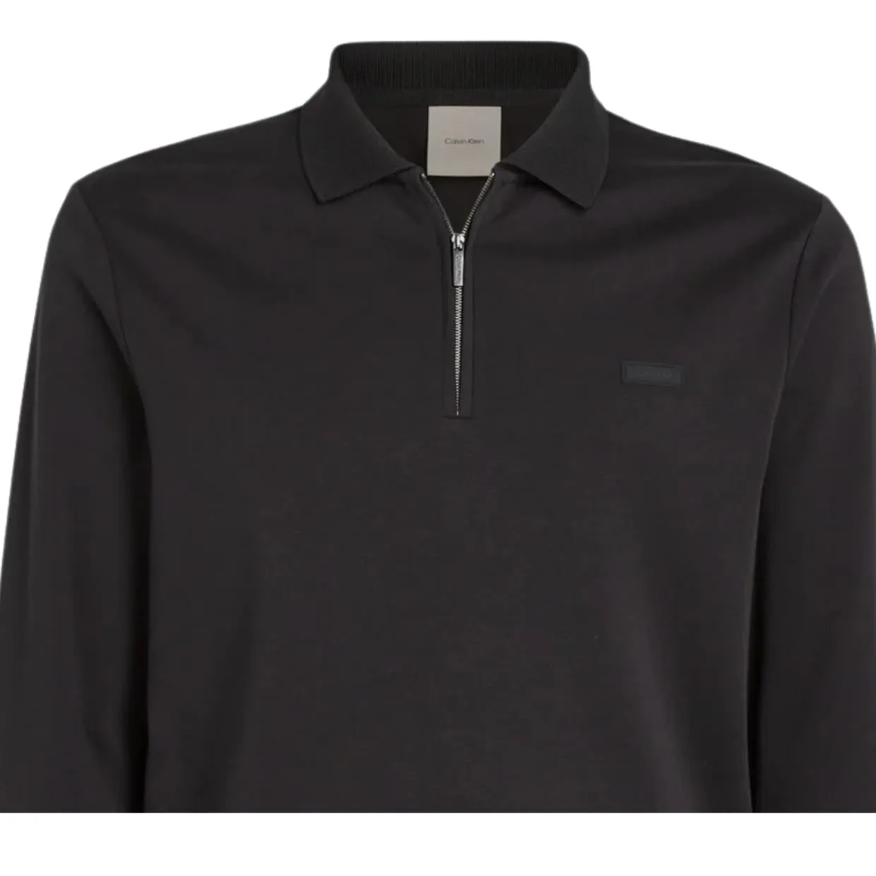 Calvin Klein Liquid Touch Welt Zip Black Polo Shirt