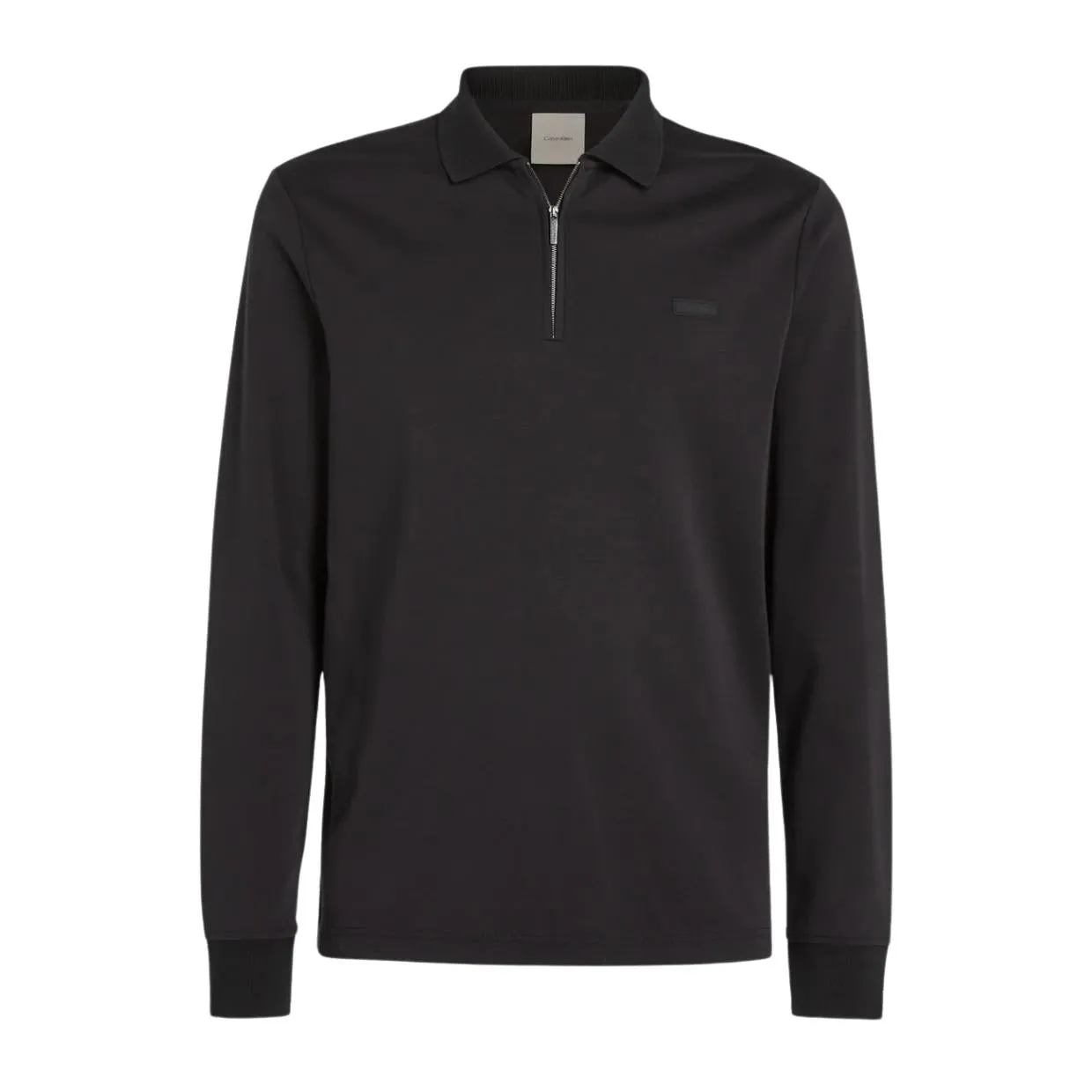 Calvin Klein Liquid Touch Welt Zip Black Polo Shirt