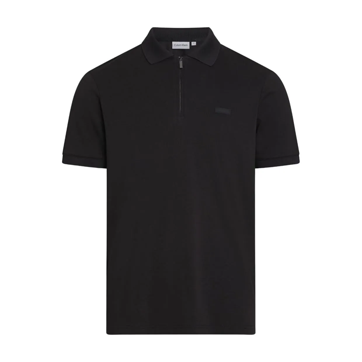 Calvin Klein Smooth Cotton Welt Zip Black Polo Shirt