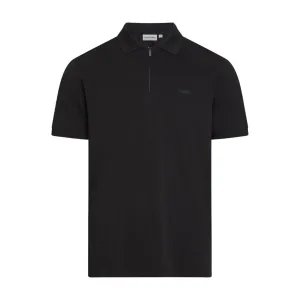 Calvin Klein Smooth Cotton Welt Zip Black Polo Shirt