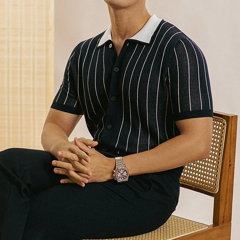 Contrast Striped Business Polo Shirt