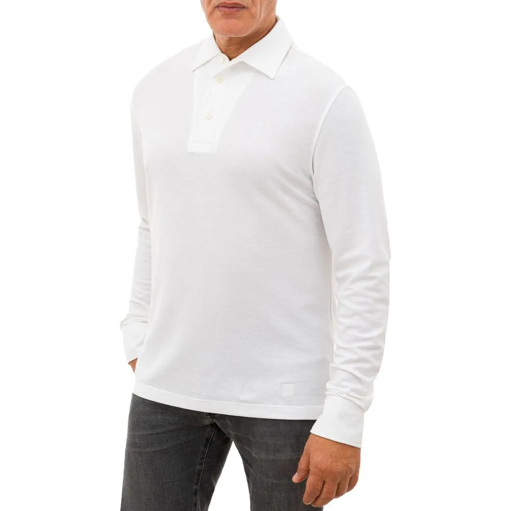 Corneliani White Cotton Polo Shirt