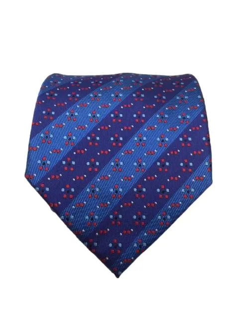 Dark Blue and Light Blue Striped Tie with Mini Dots