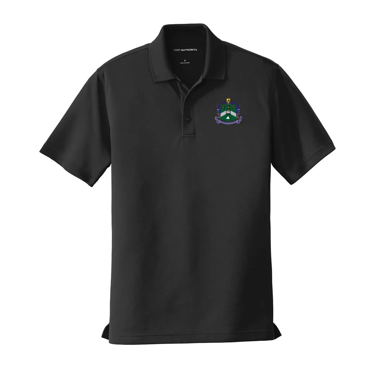 Delta Sig Crest Black Performance Polo