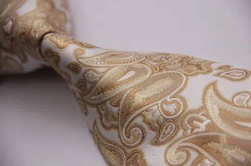 Golden Beige Paisley Necktie