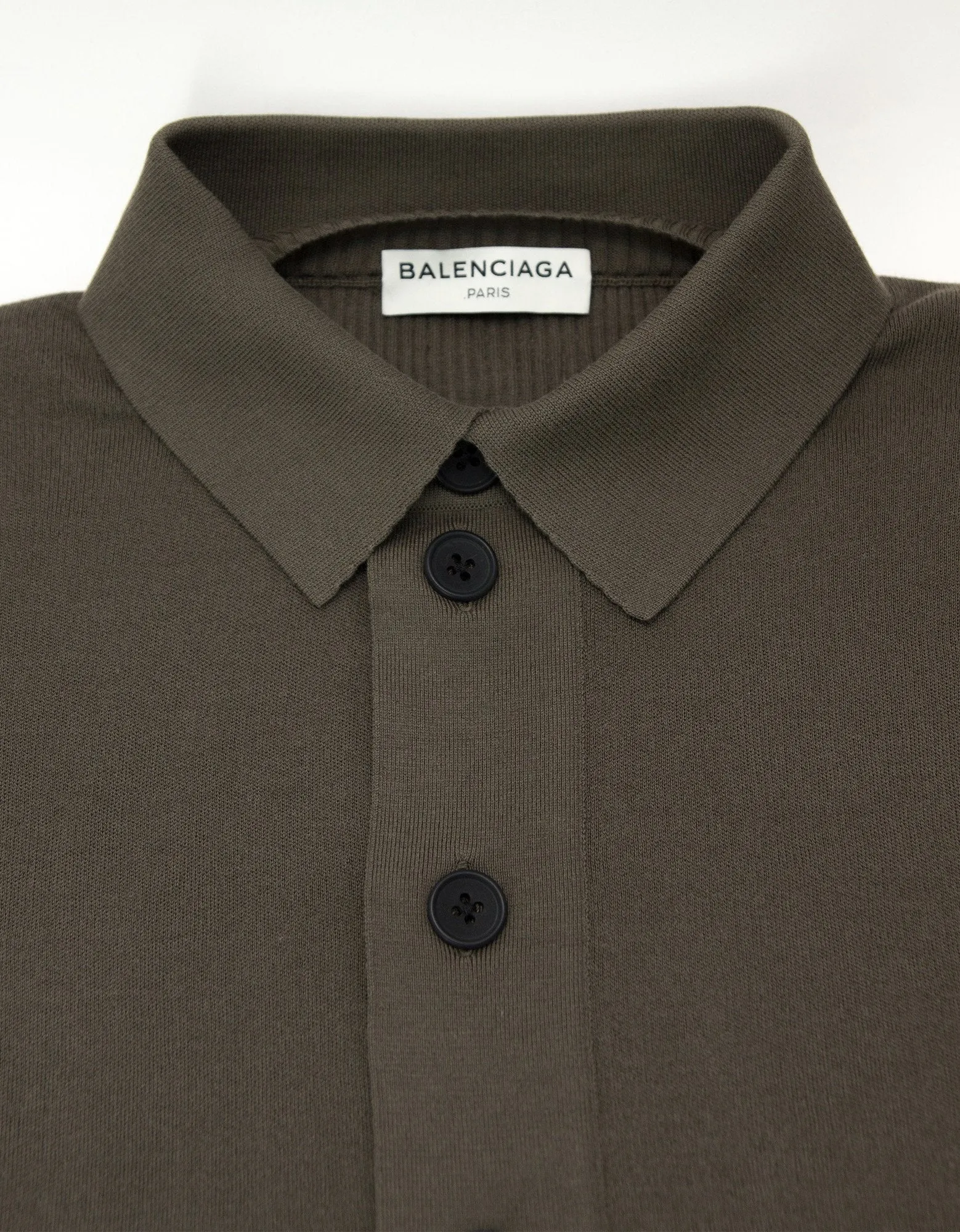 Khaki Polo T-Shirt with Ribbed Inserts -