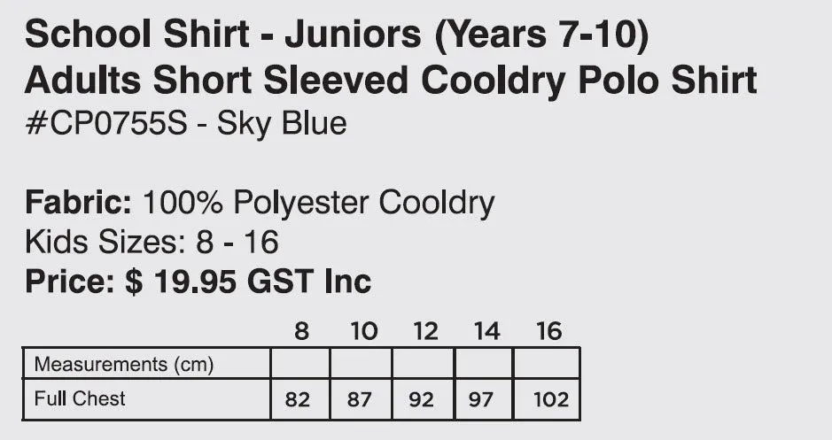 Kincumber High School Junior Polo Shirt Sizes 8-16 (Years 7-10)