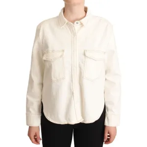 Levi's Elegant White Long Sleeve Collared Polo Top