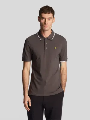 Lyle & Scott Golden Eagle Tipped Polo Shirt/Gunmetal - New S24