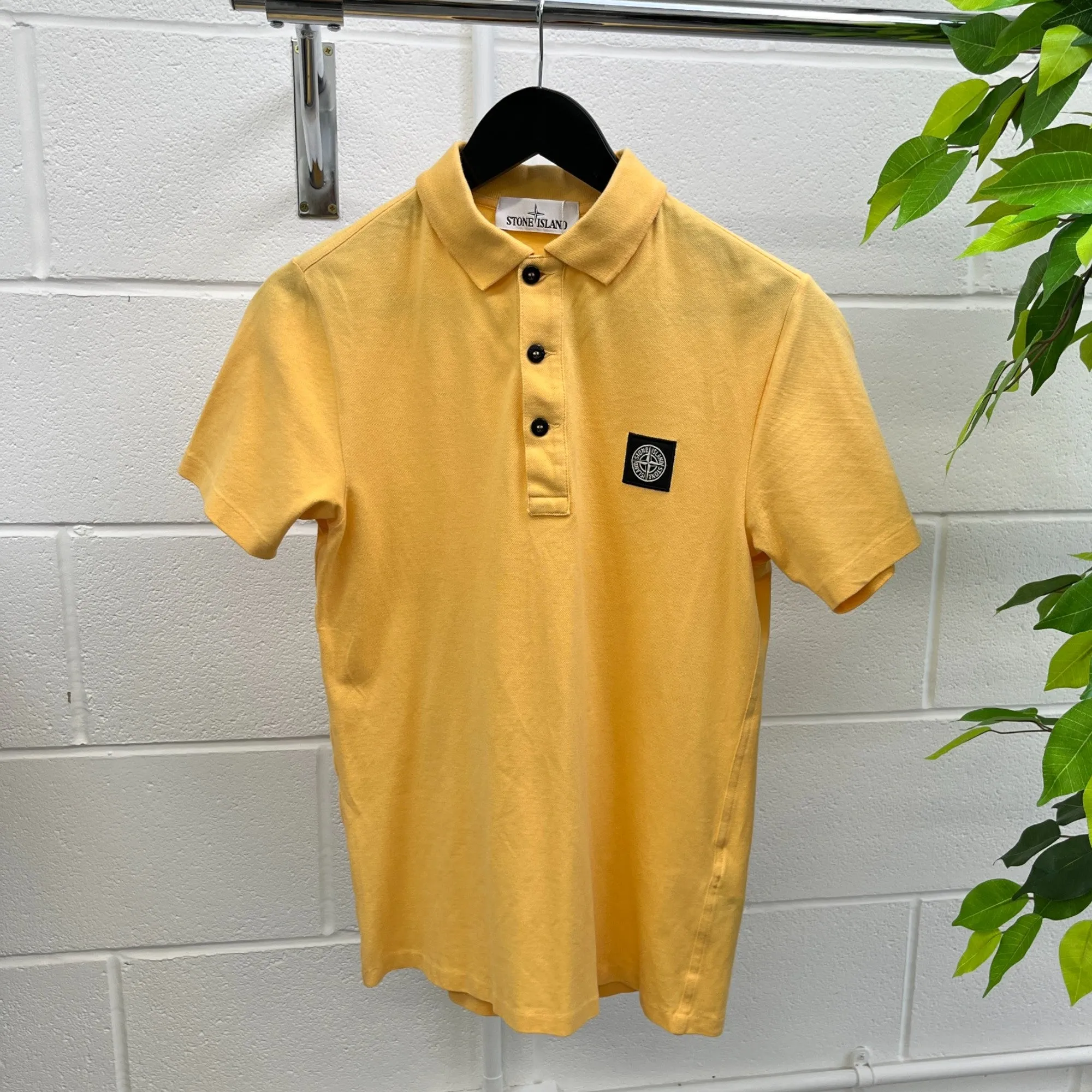 Men's Applique Logo Polo Shirt Yellow Size S