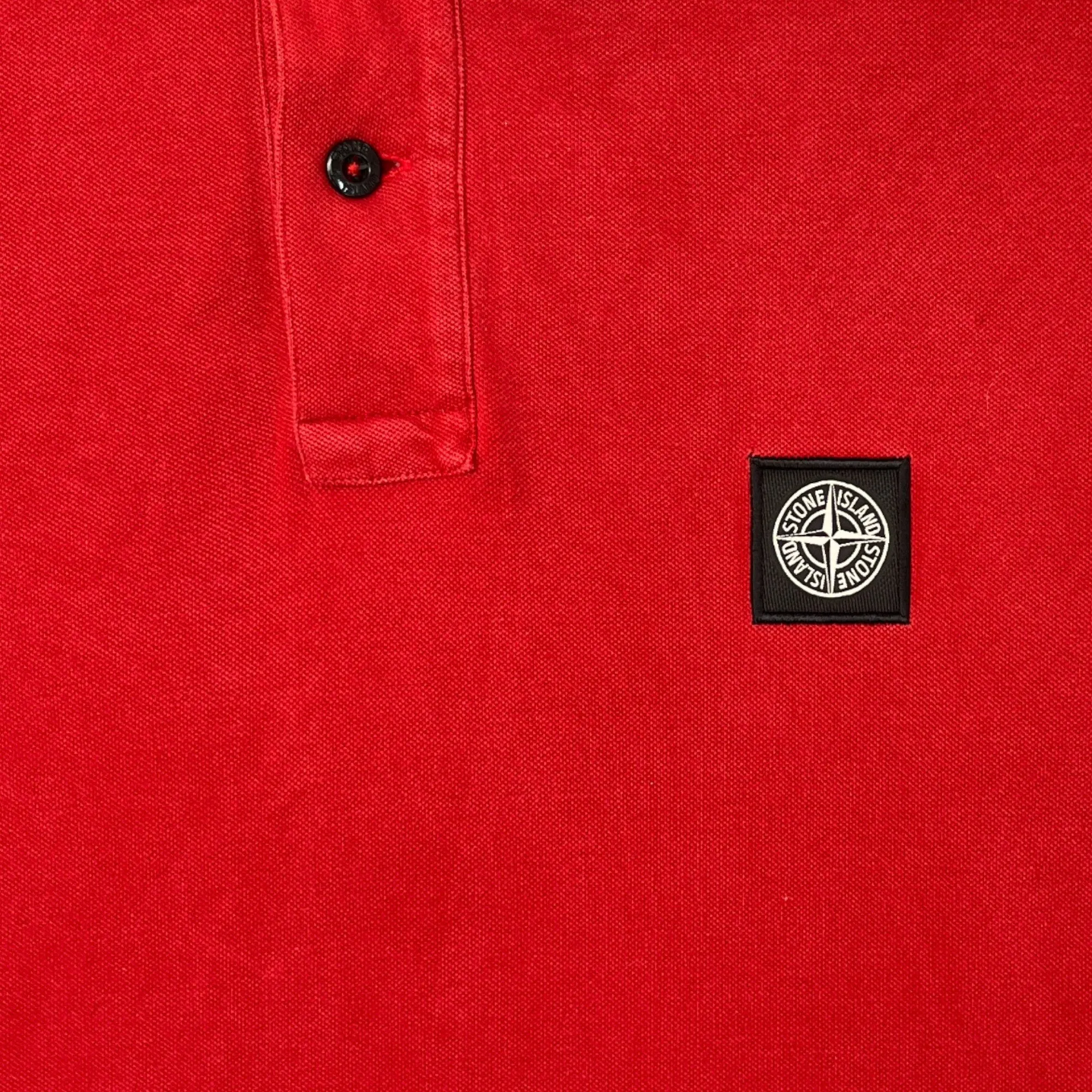 Men's Embroidered Logo Polo Shirt Red Size XL