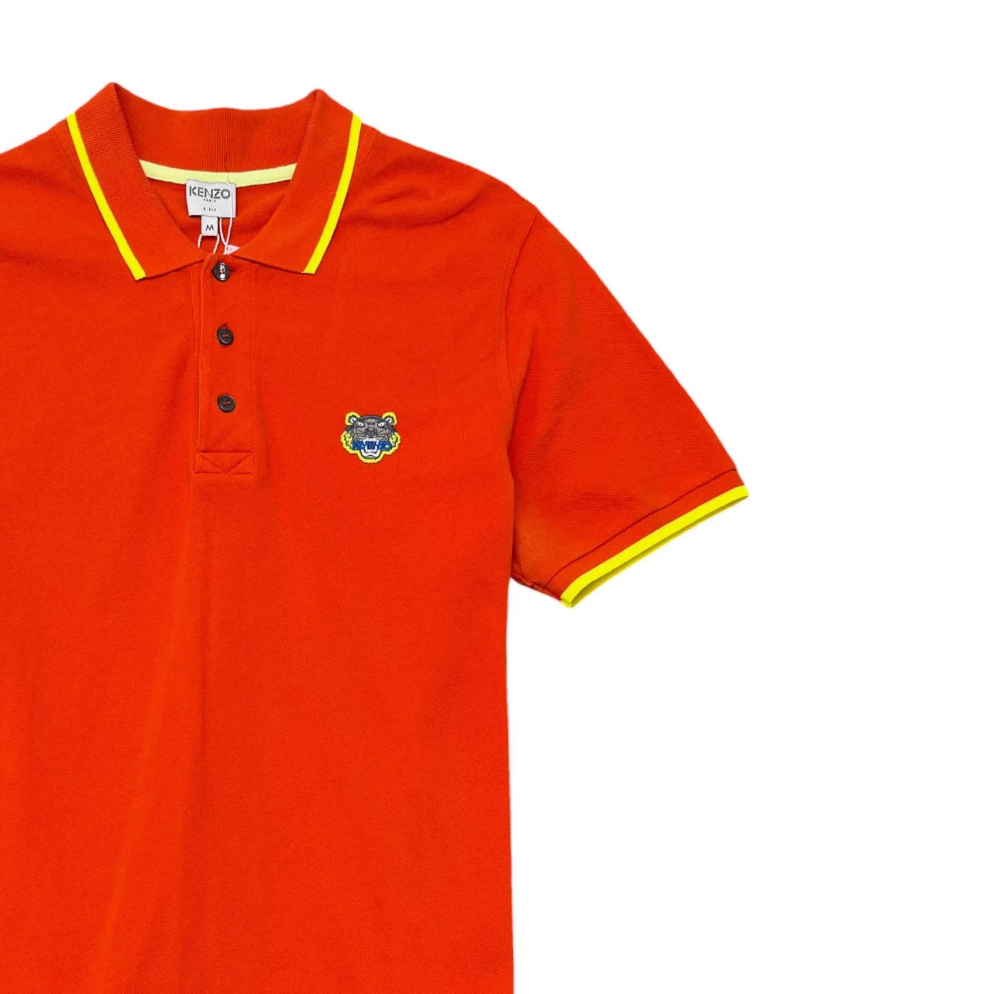 Men's Embroidered Tiger Polo Shirt Orange Size M