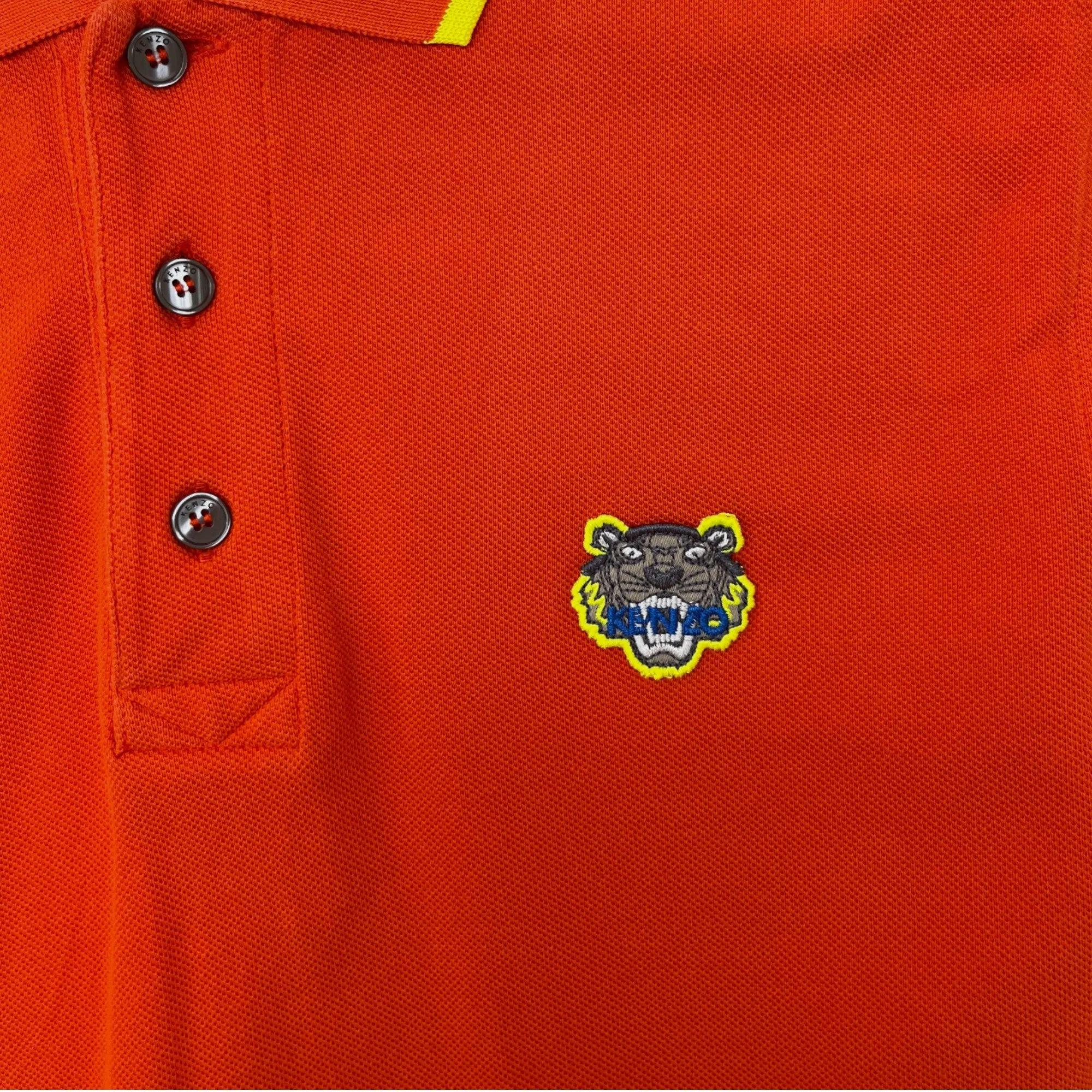 Men's Embroidered Tiger Polo Shirt Orange Size M