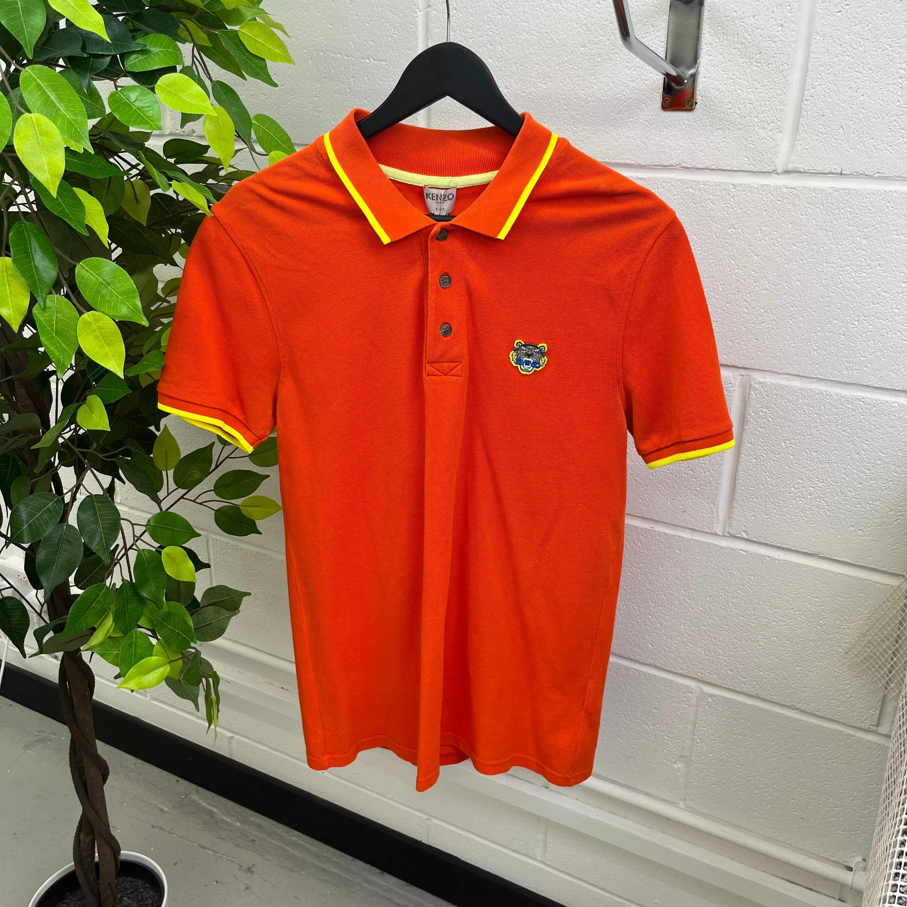 Men's Embroidered Tiger Polo Shirt Orange Size M