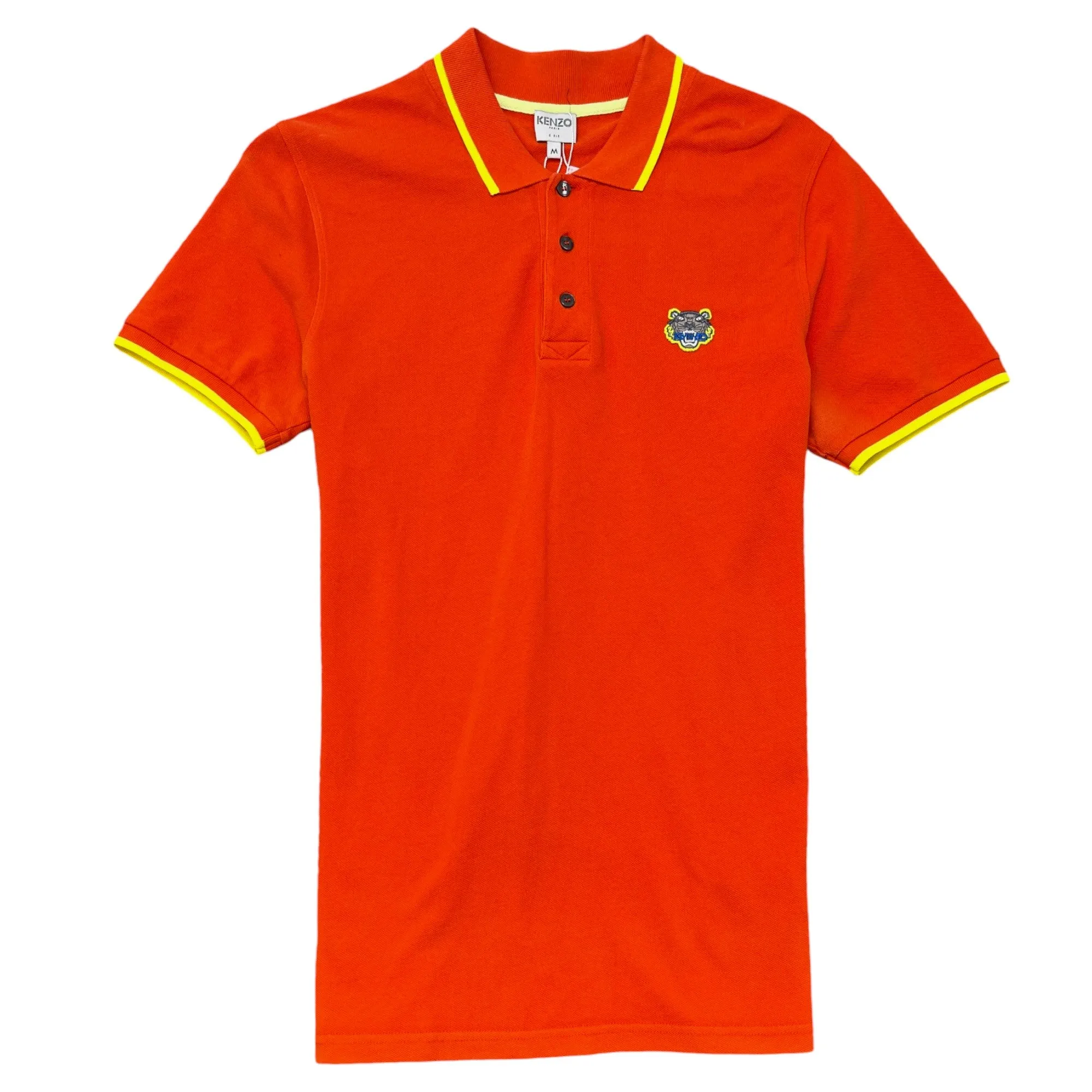 Men's Embroidered Tiger Polo Shirt Orange Size M