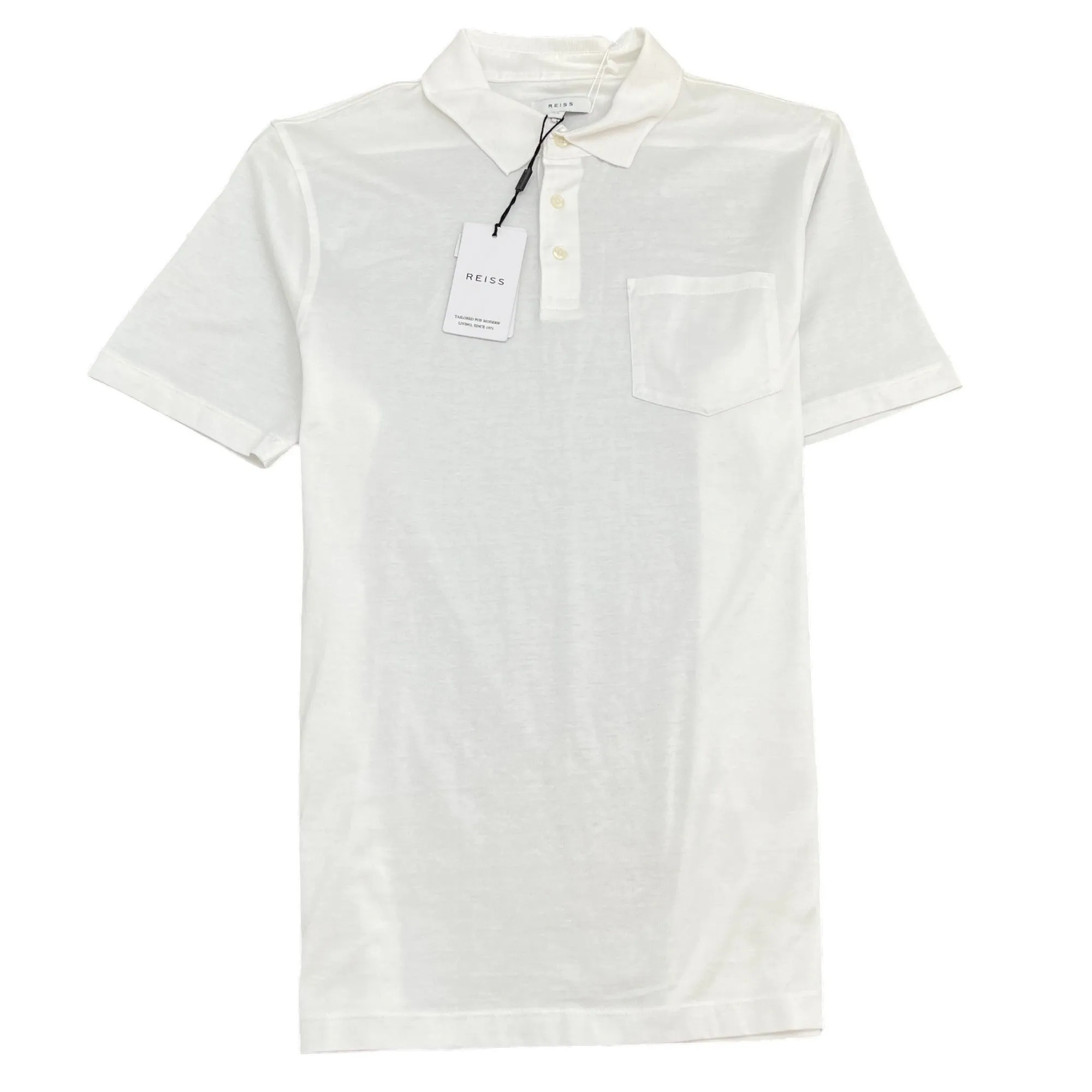 Men's Plain Polo Shirt White Size M