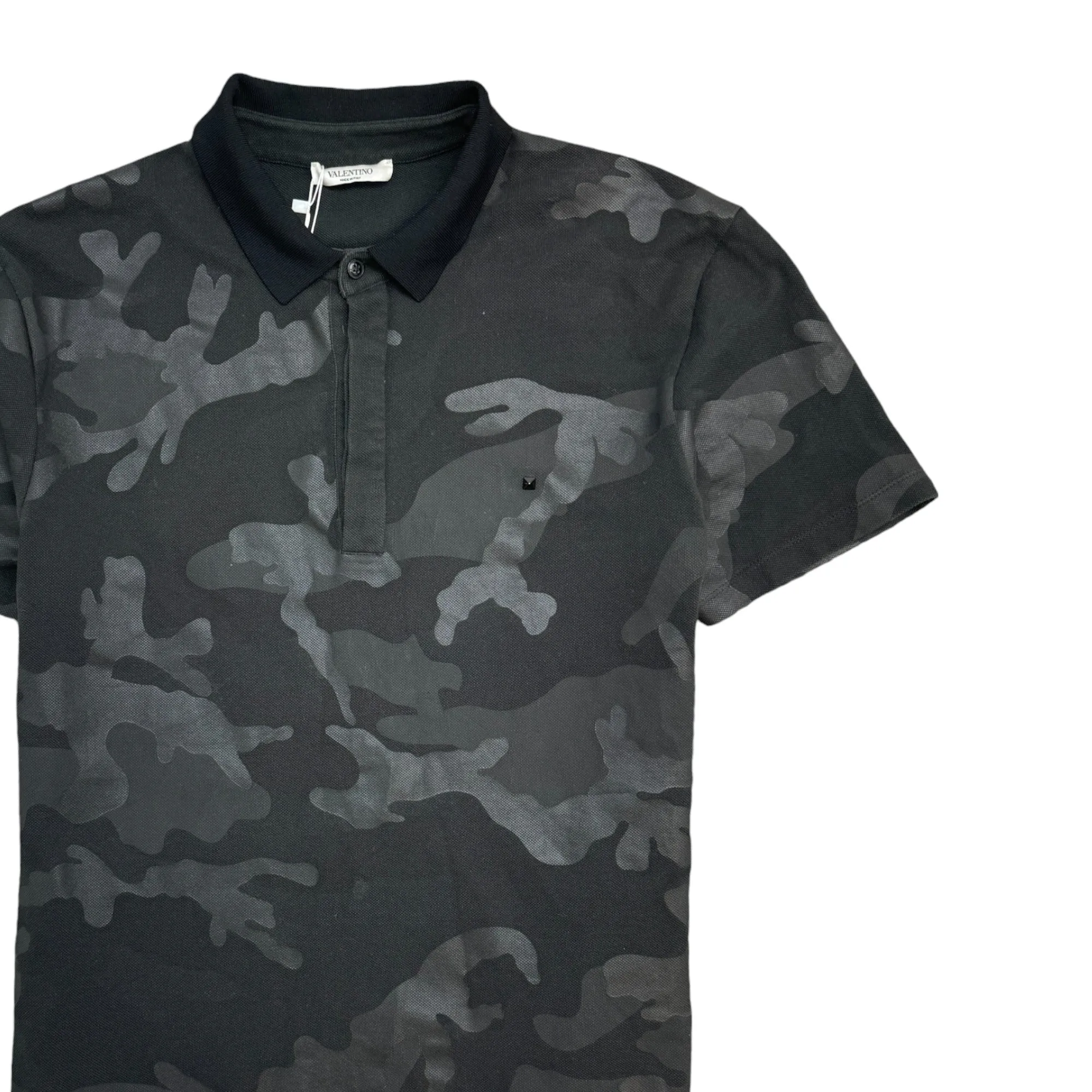 Men's Rockstud Camoflauge Polo Shirt Black Size L