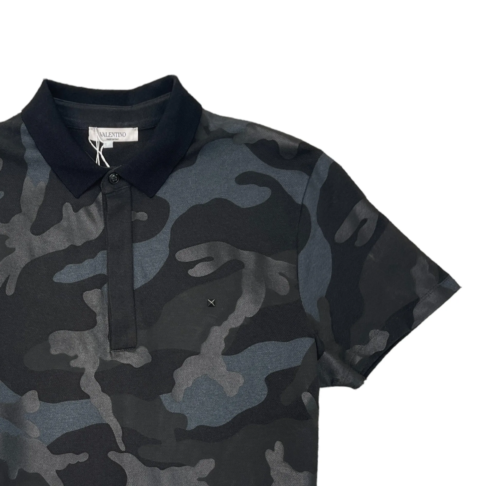 Men's Rockstud Camoflauge Polo Shirt Black Size S