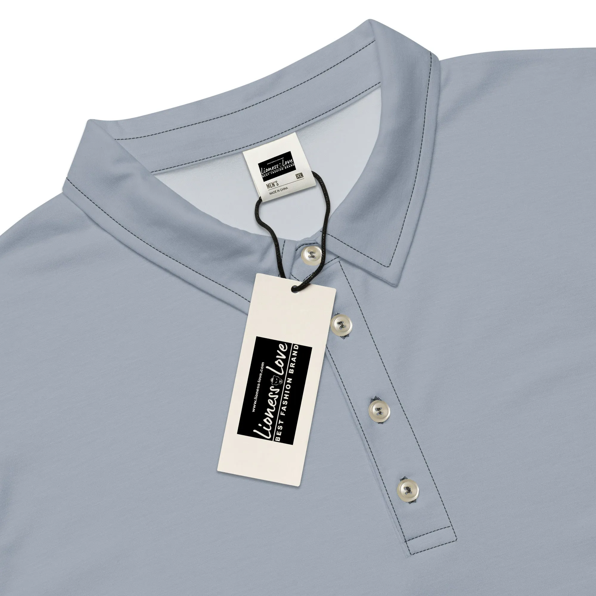 Men’s Slim Fit Polo Shirt in Grey, lioness-love