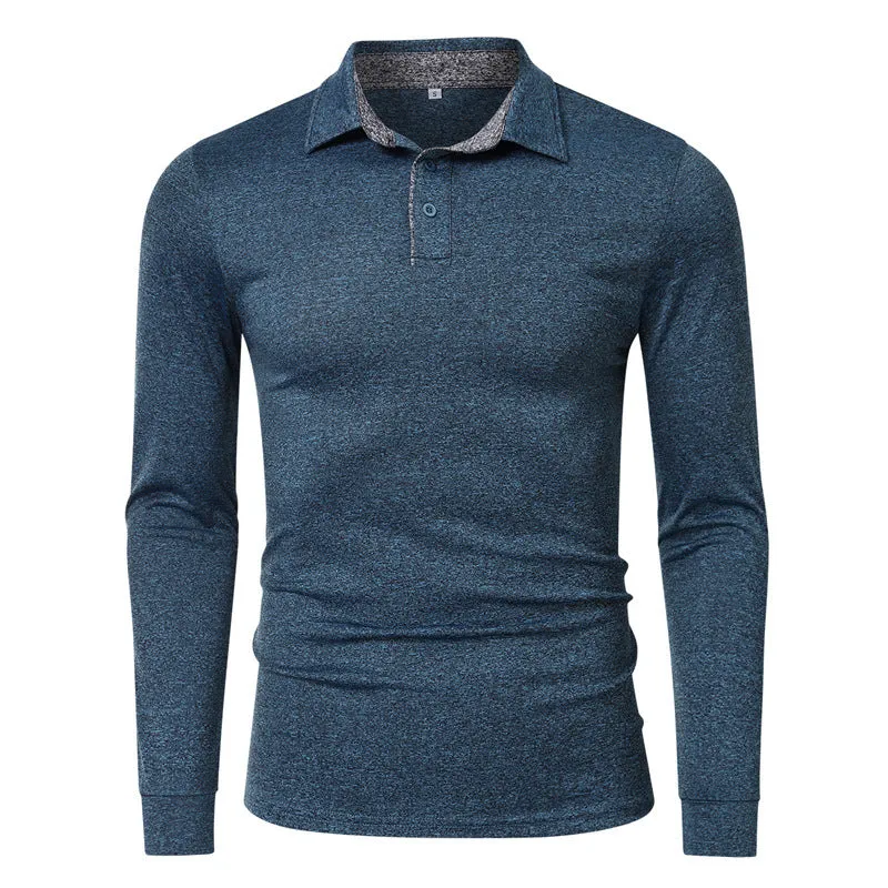 Men's Sports Golf Lapel Long Sleeve Polo Shirt T-shirt