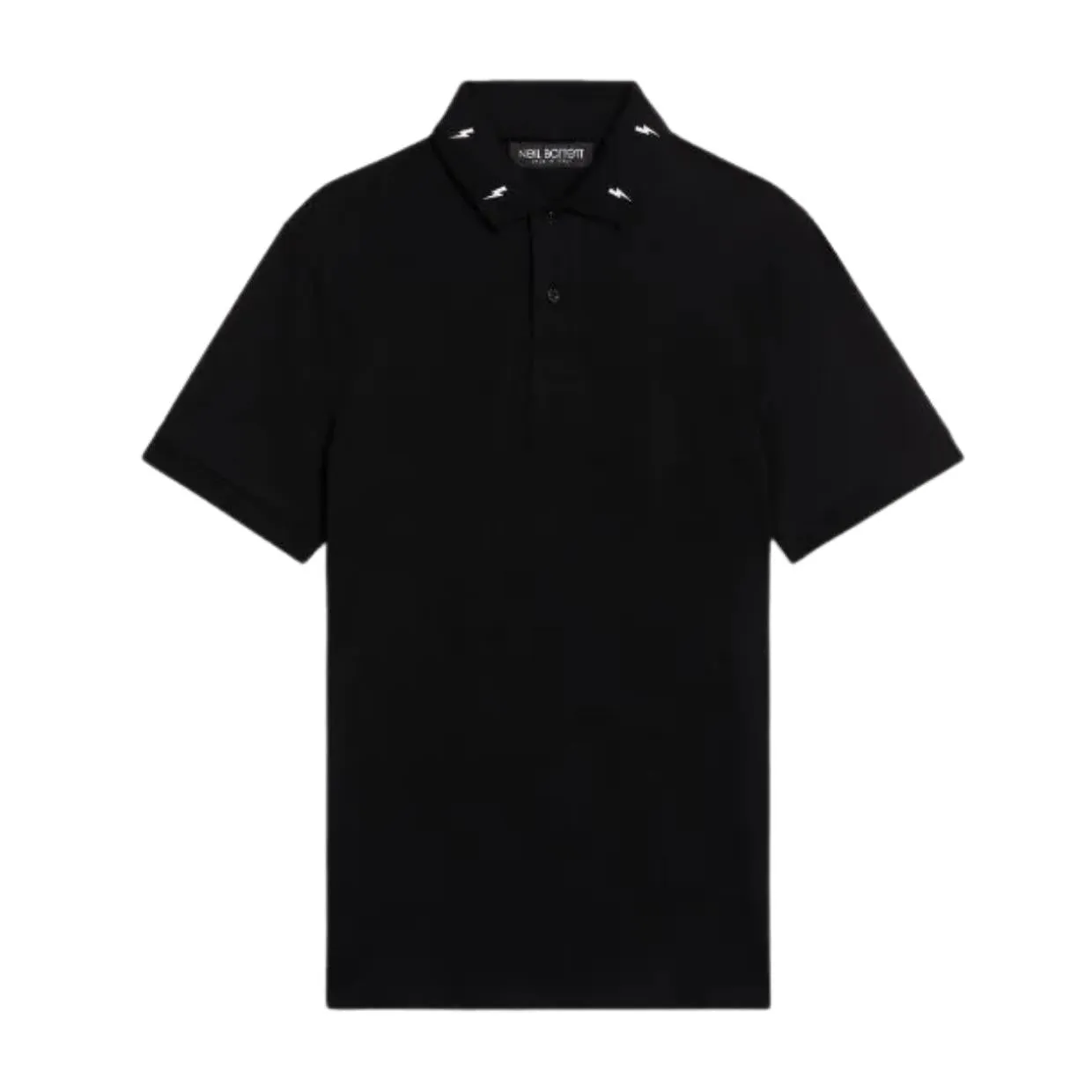 Neil Barrett Black Bolted Rib Collared Polo Shirt