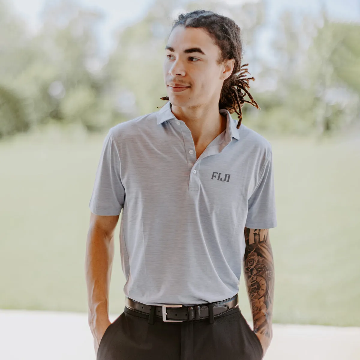 New! FIJI Johnnie-O Heather Grey Polo