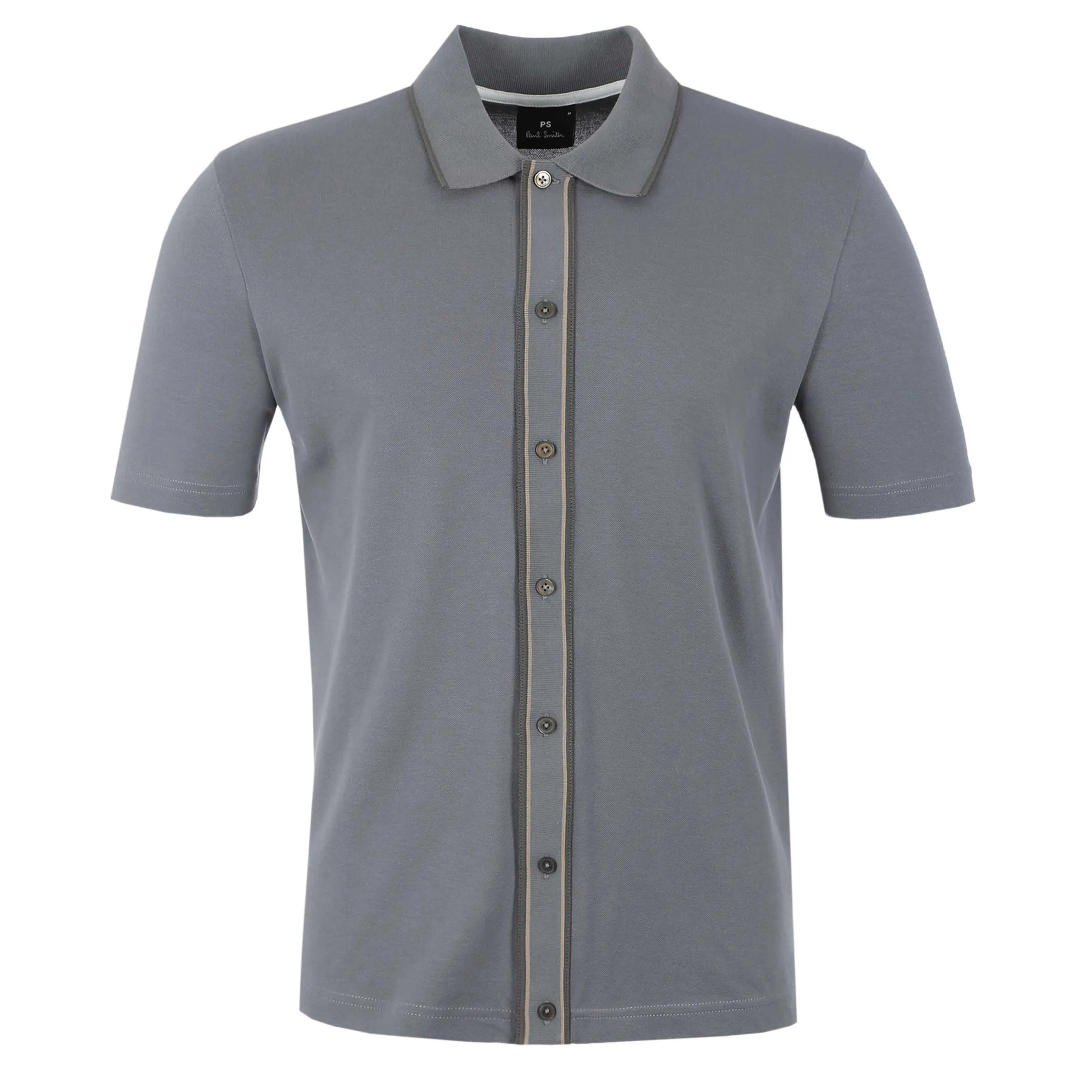 Paul Smith Trim Button Thru Polo Shirt in Grey