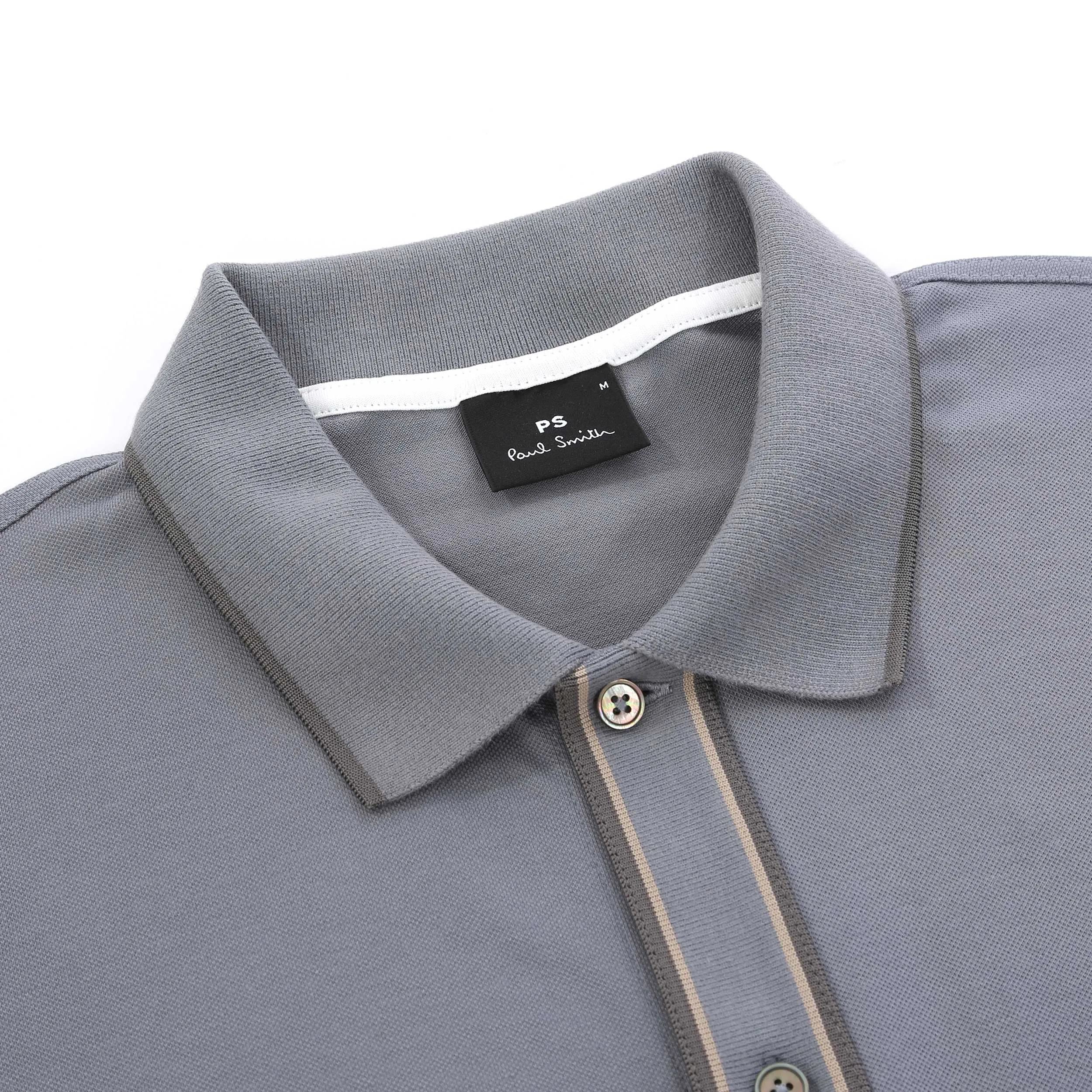 Paul Smith Trim Button Thru Polo Shirt in Grey