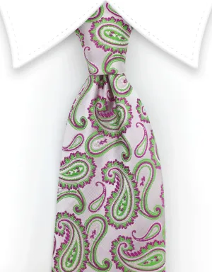 Pink & Green Paisley Tie