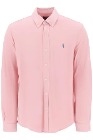 Polo ralph lauren long-sleeved polo shirt in lightweight cotton mesh