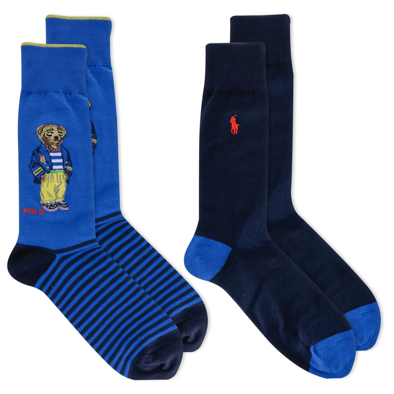 Polo Ralph Lauren Men's 2-Pack Assorted Polo Bear Solid Dress Sock 889260PK