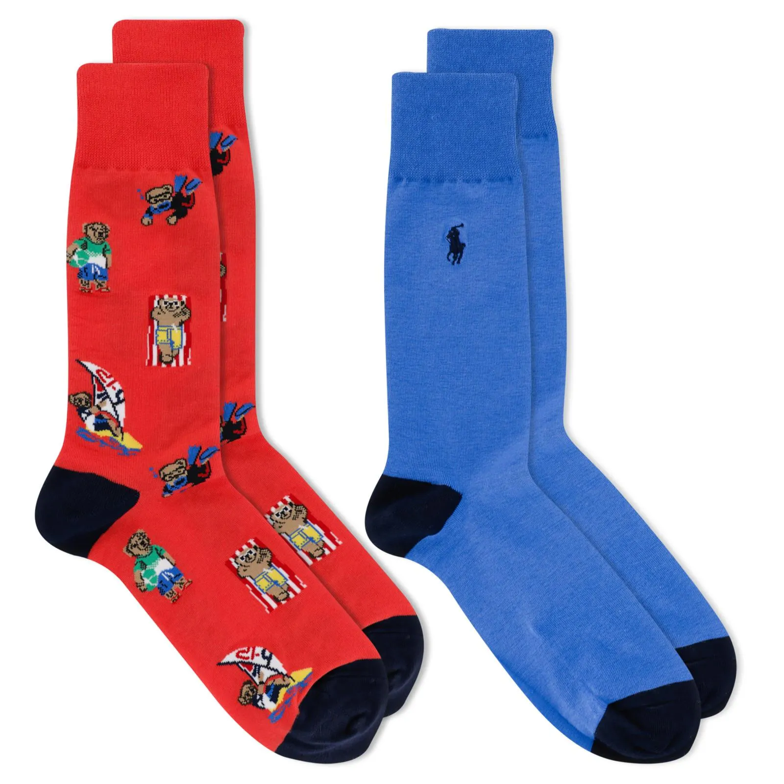 Polo Ralph Lauren Men's 2-Pack Assorted Polo Bear Solid Dress Sock 889260PK