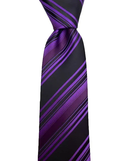 Purple & Black Striped Extra Long Tie