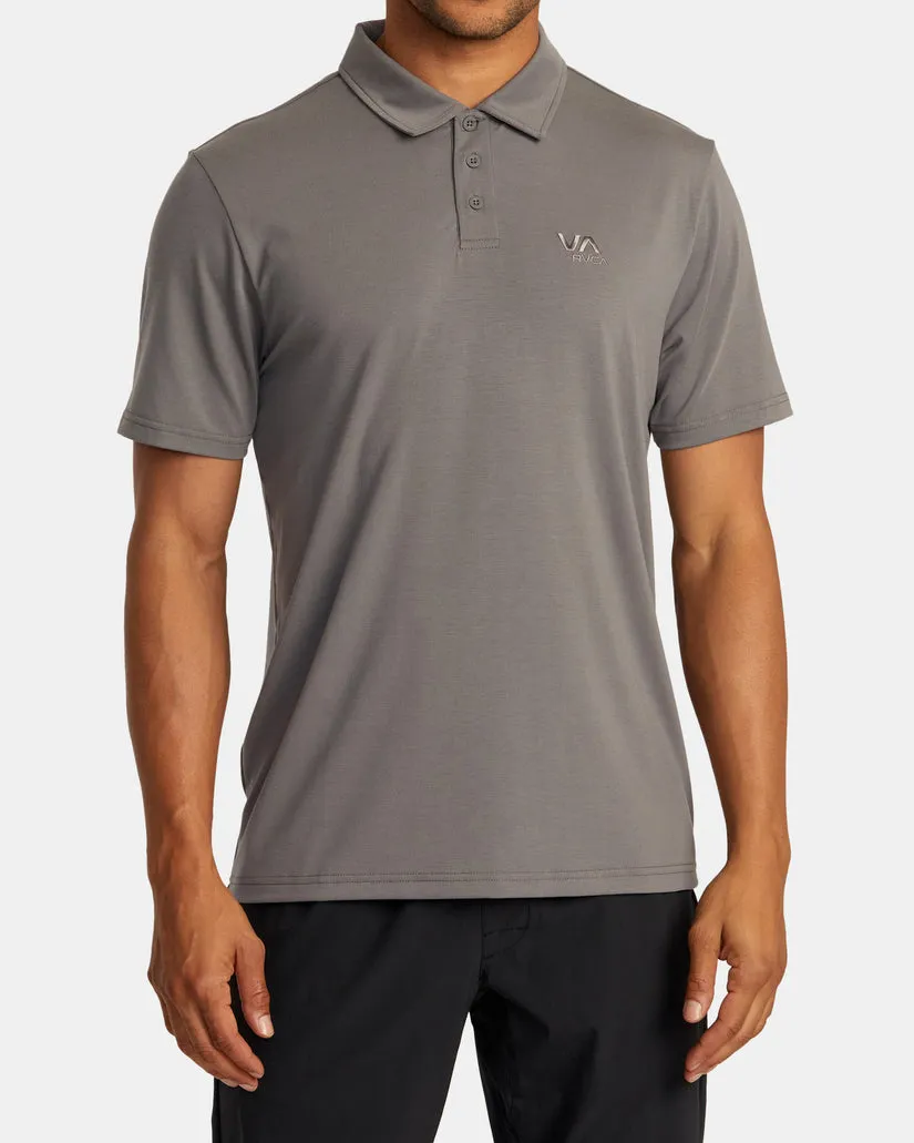 RVCA BALANCE SHORT SLEEVE POLO TEE - GRAPHITE