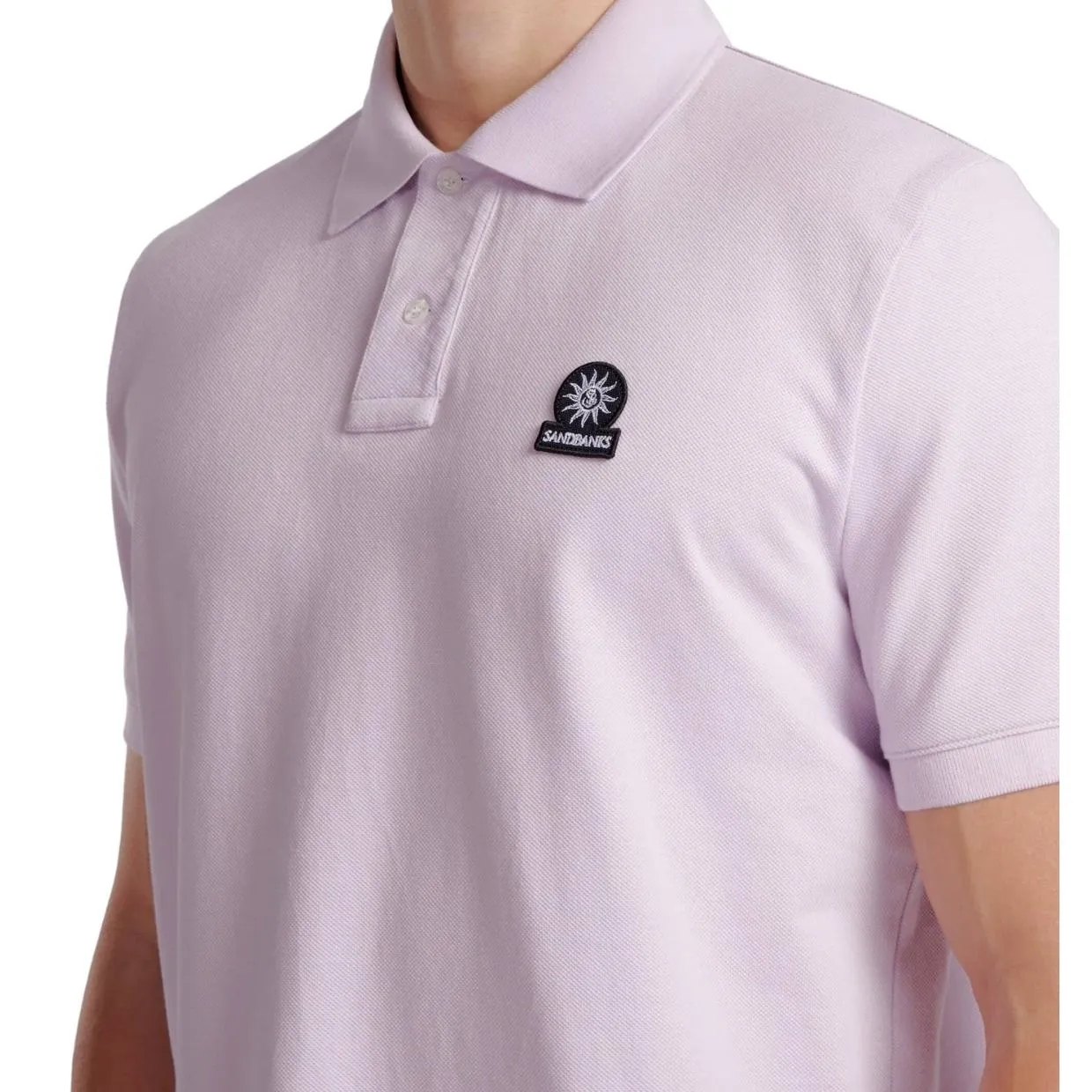 Sandbanks Badge Logo Pique Lilac Polo Shirt